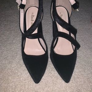 Black, velvet, strappy pumps